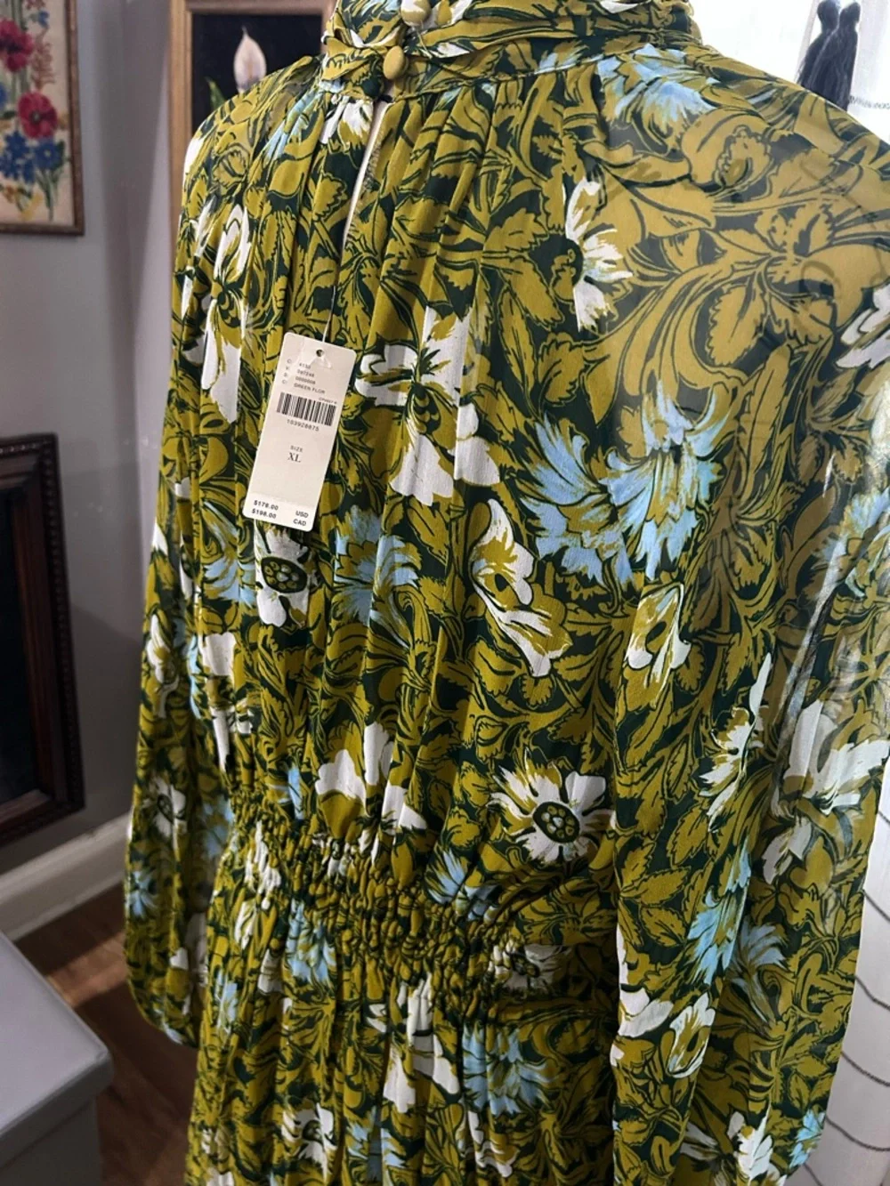Anthropologie Somerset Long-Sleeve Mock-Neck Chiffon Maxi Dress Size XL - Picture 6 of 8